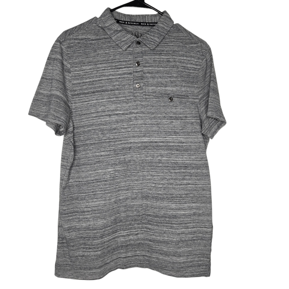 Rock & Republic Mens Heather Gray Polo Shirt Size Medium